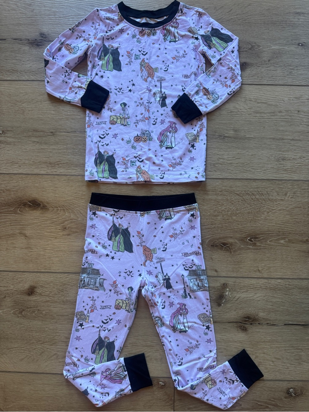 Girls' Halloween (Hocus Pocus) Print Pajama Set with Black Trim